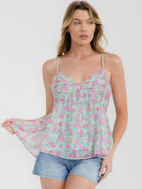 WOMEN'S SLEEVELESS V-NECK FLORAL TANK TOP