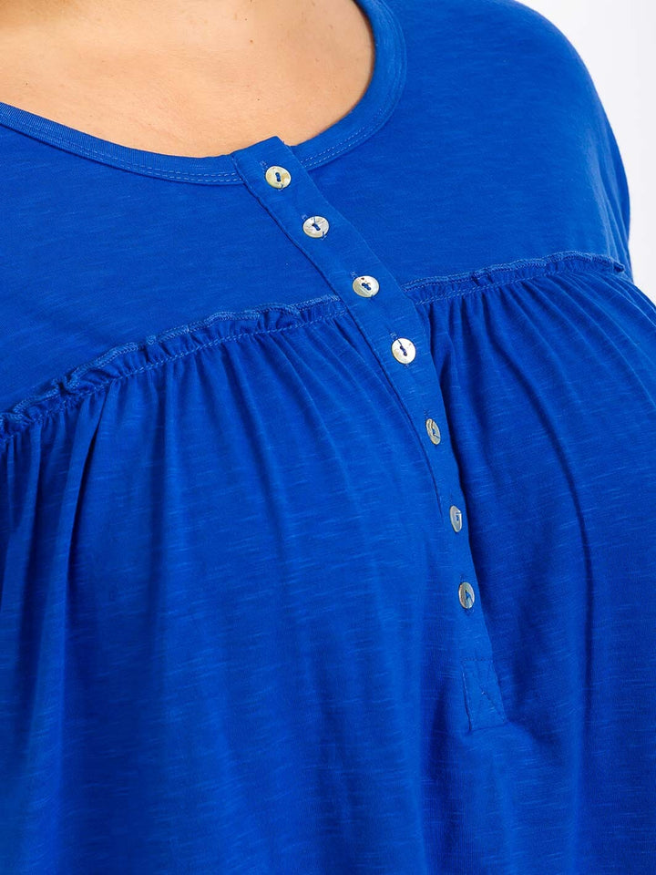 PLUS SIZE SHORT SLEEVES BUTTON UP TUNIC BLOUSE
