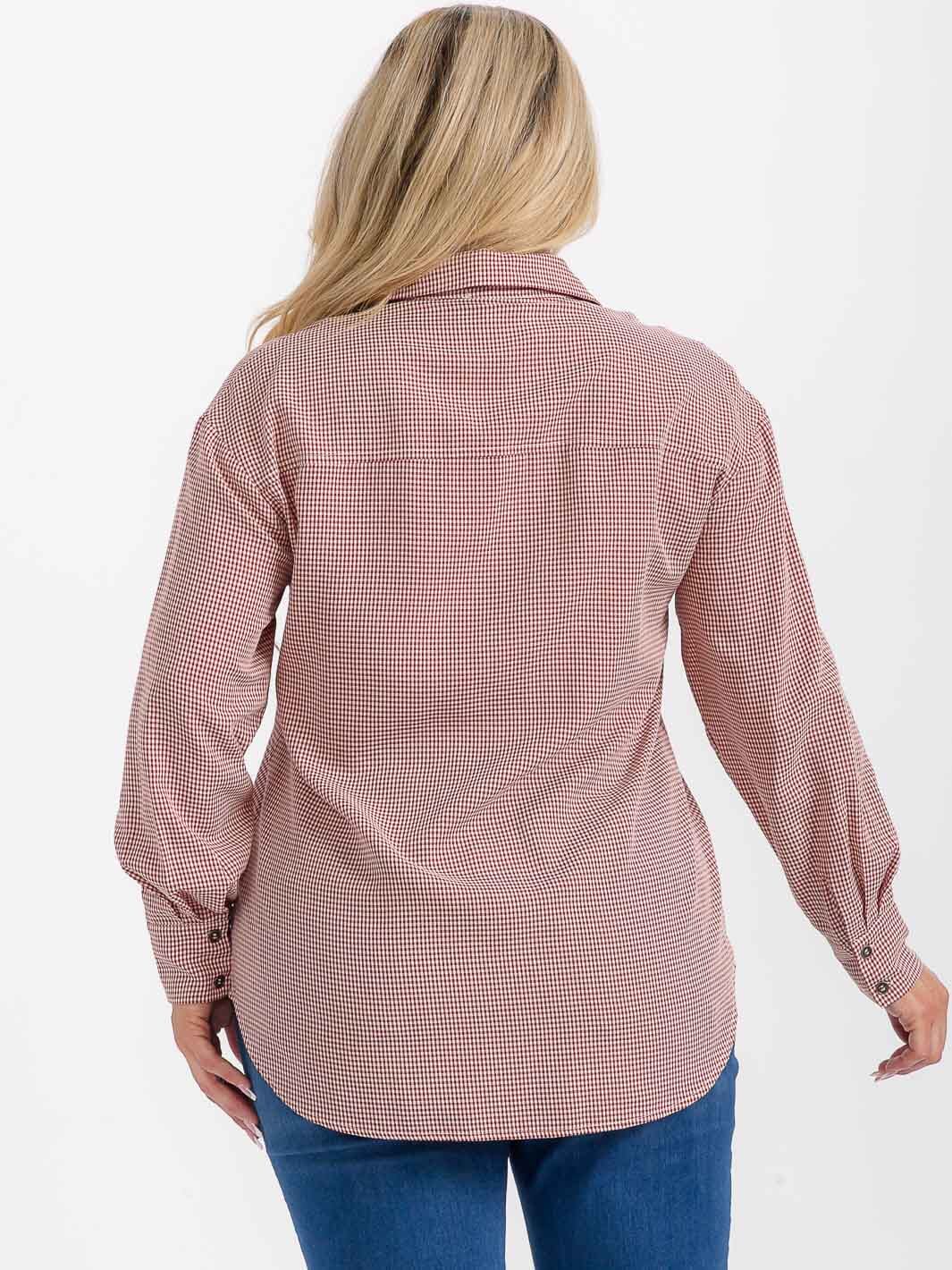 PLUS SIZE LONG SLEEVES BUTTON UP HIGH-LOW PLAID SHIRT
