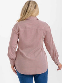 PLUS SIZE LONG SLEEVES BUTTON UP HIGH-LOW PLAID SHIRT