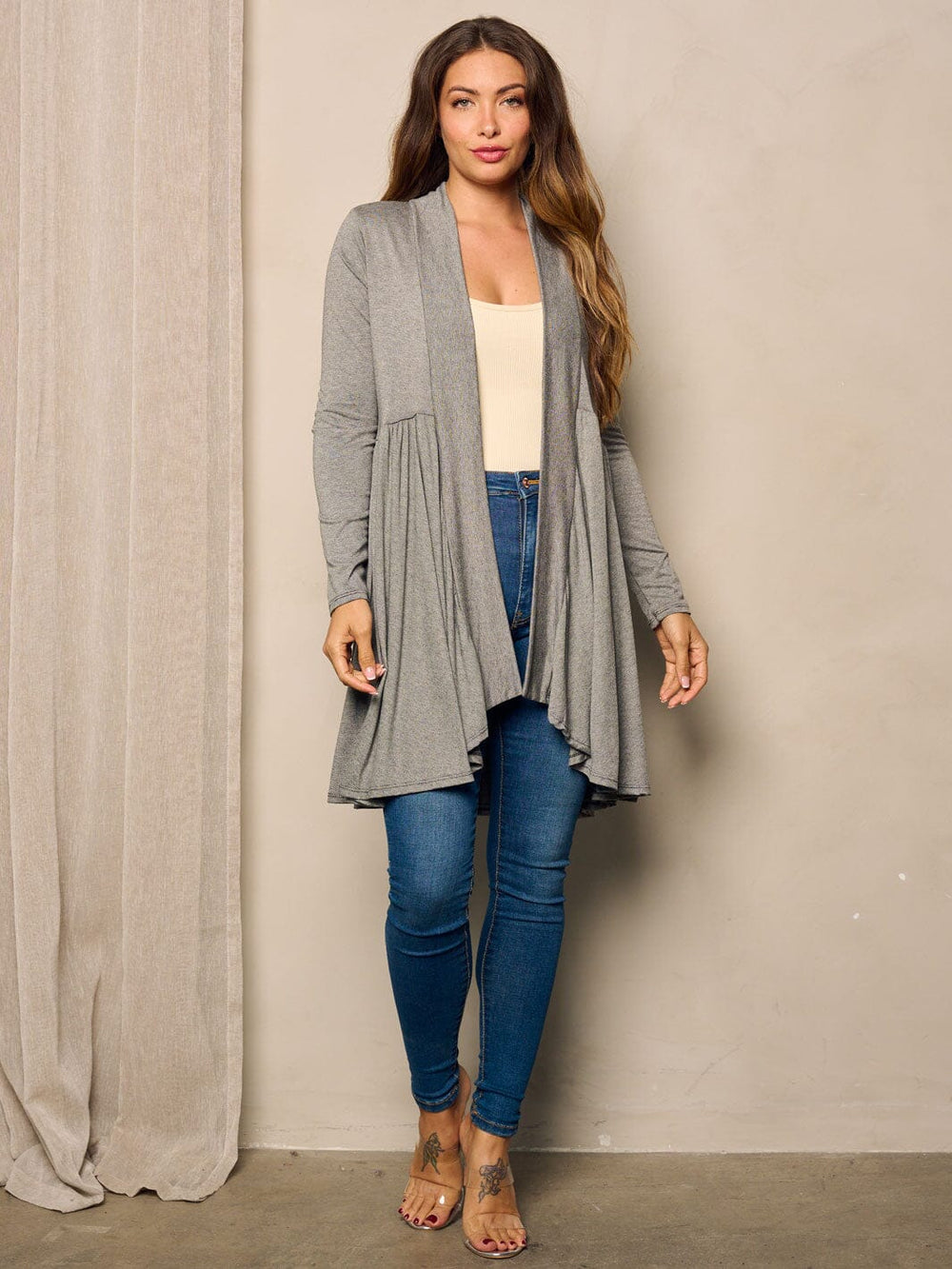 WOMEN'S LONG SLEEVE OPEN FRONT CARDIGAN