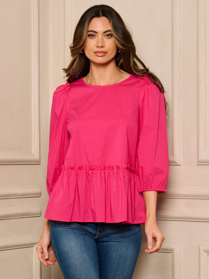 WOMEN'S 3/4 SLEEVES PEPLUM TUNIC TOP