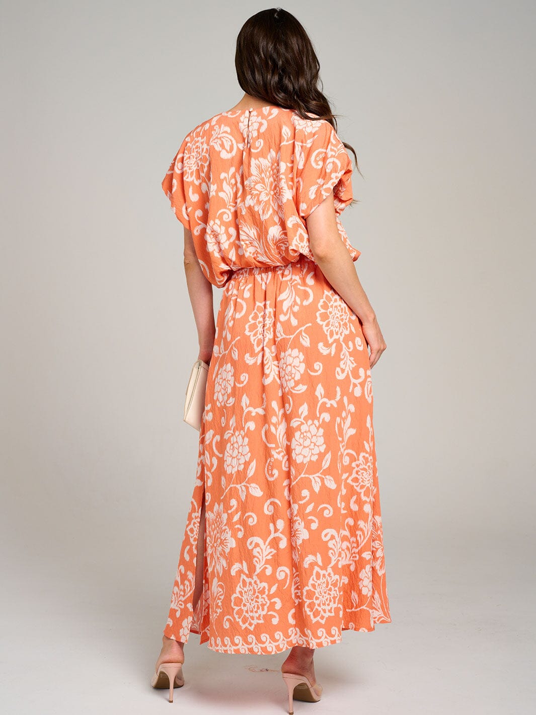 WOMEN'S SHORT SLEEVE TOP & ELASTIC WAIST MAXI SKIRT FLORAL 2PC. SET