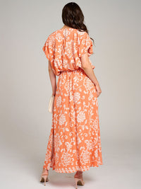 WOMEN'S SHORT SLEEVE TOP & ELASTIC WAIST MAXI SKIRT FLORAL 2PC. SET