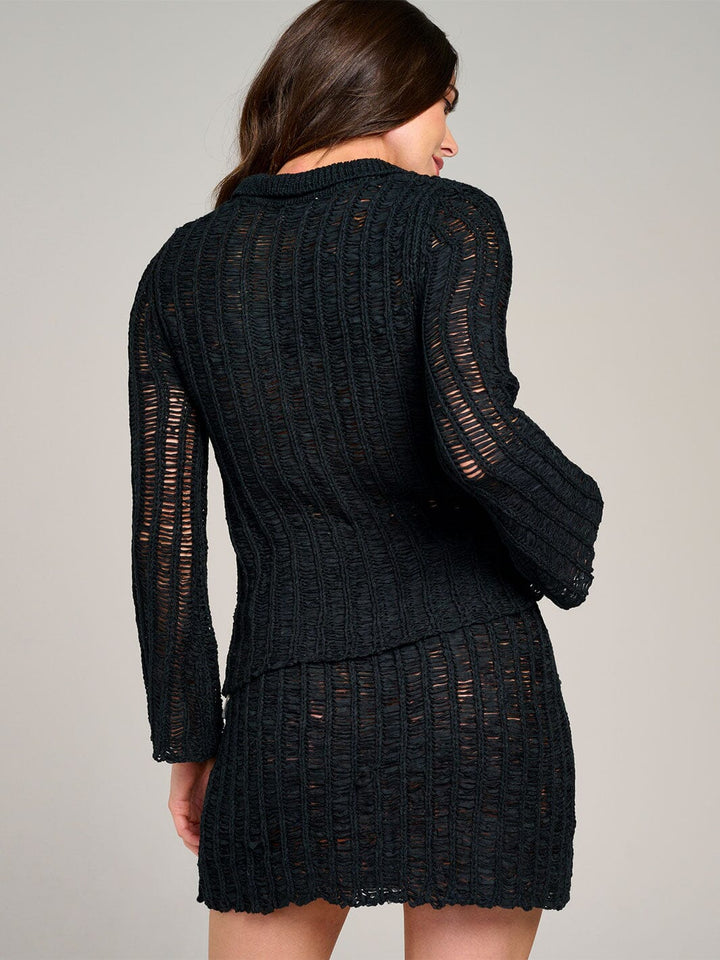 WOMEN'S LONG SLEEVE TOP & ELASTIC WAIST MINI SKIRT KNIT 2PC. SET