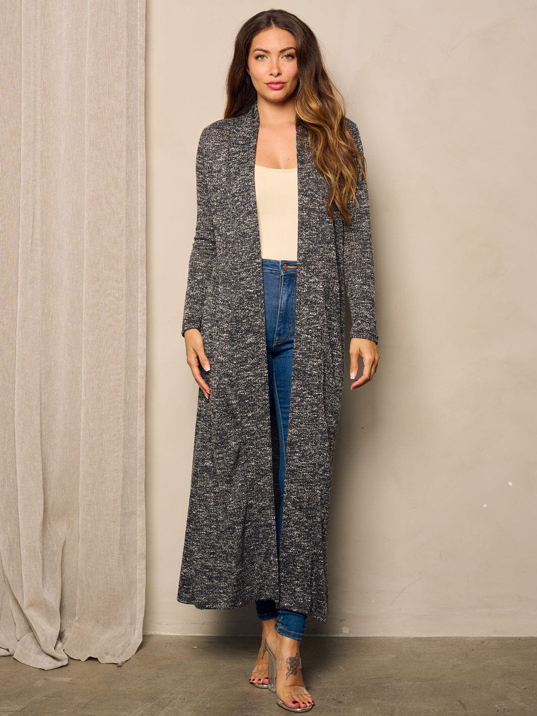 WOMEN'S LONG SLEEVE OPEN FRONT CARDIGAN