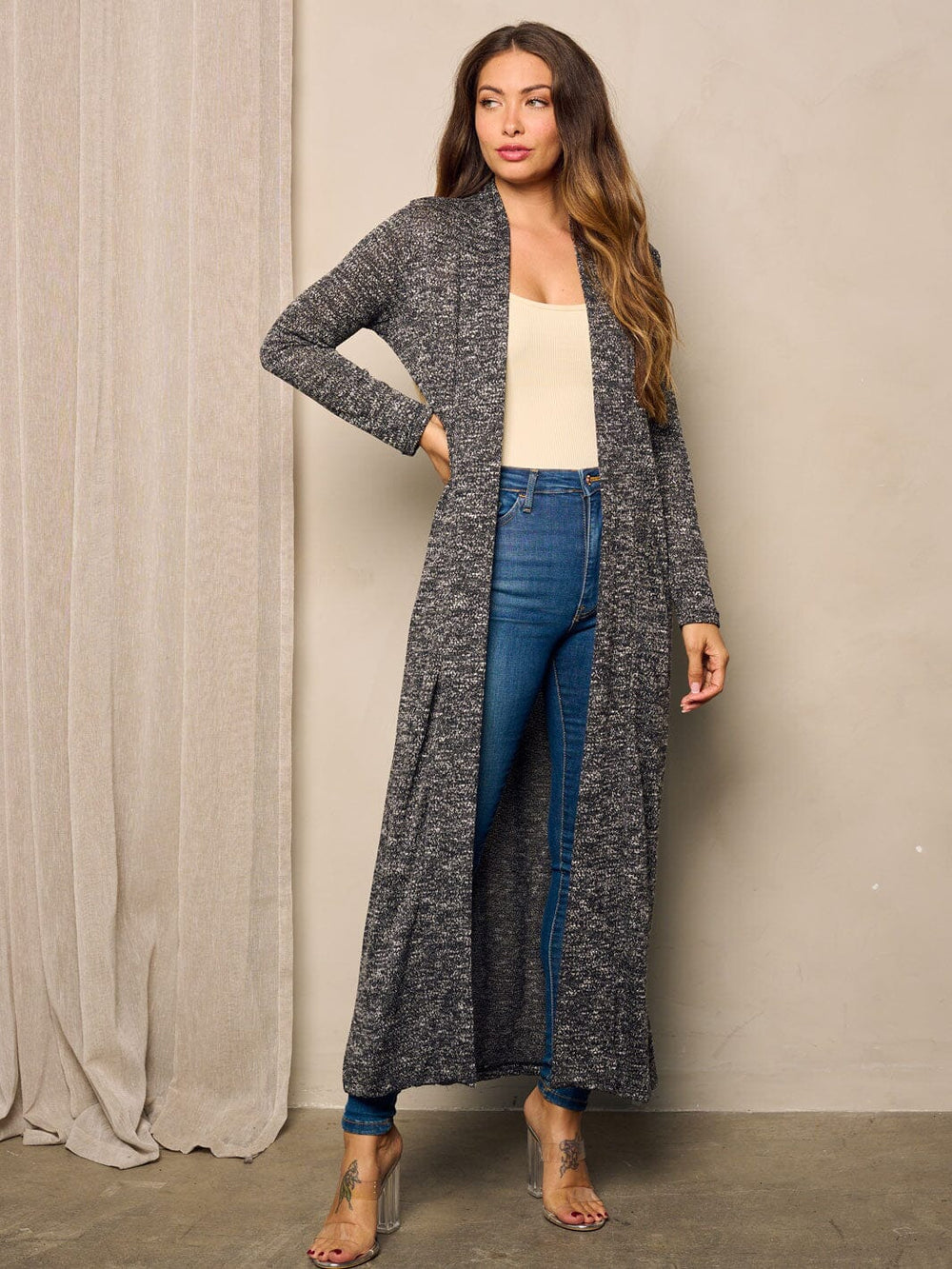 WOMEN'S LONG SLEEVE OPEN FRONT CARDIGAN