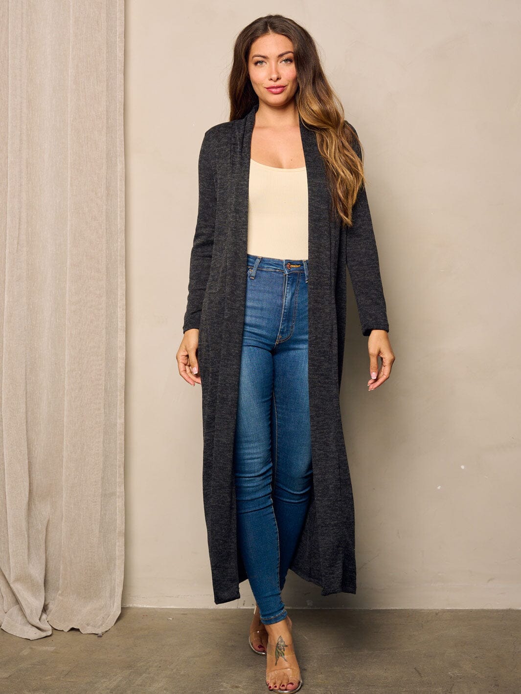 WOMEN'S LONG SLEEVE OPEN FRONT CARDIGAN
