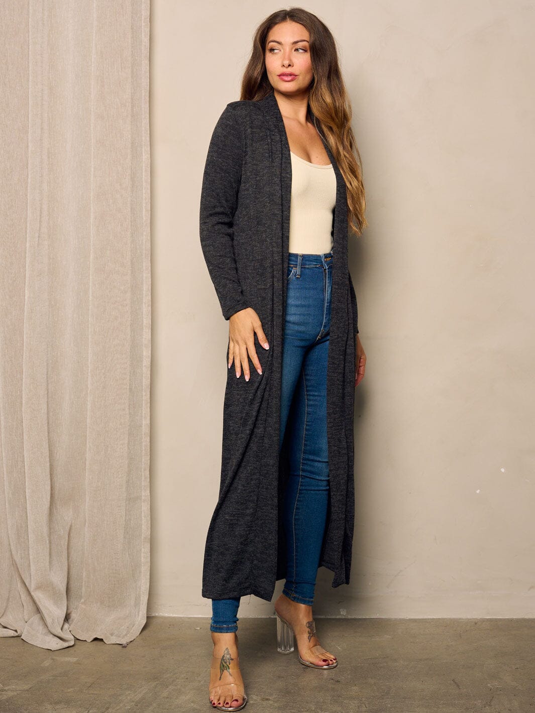 WOMEN'S LONG SLEEVE OPEN FRONT CARDIGAN