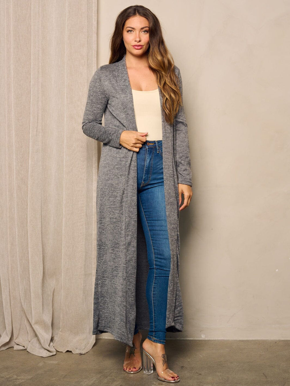 WOMEN'S LONG SLEEVE OPEN FRONT CARDIGAN