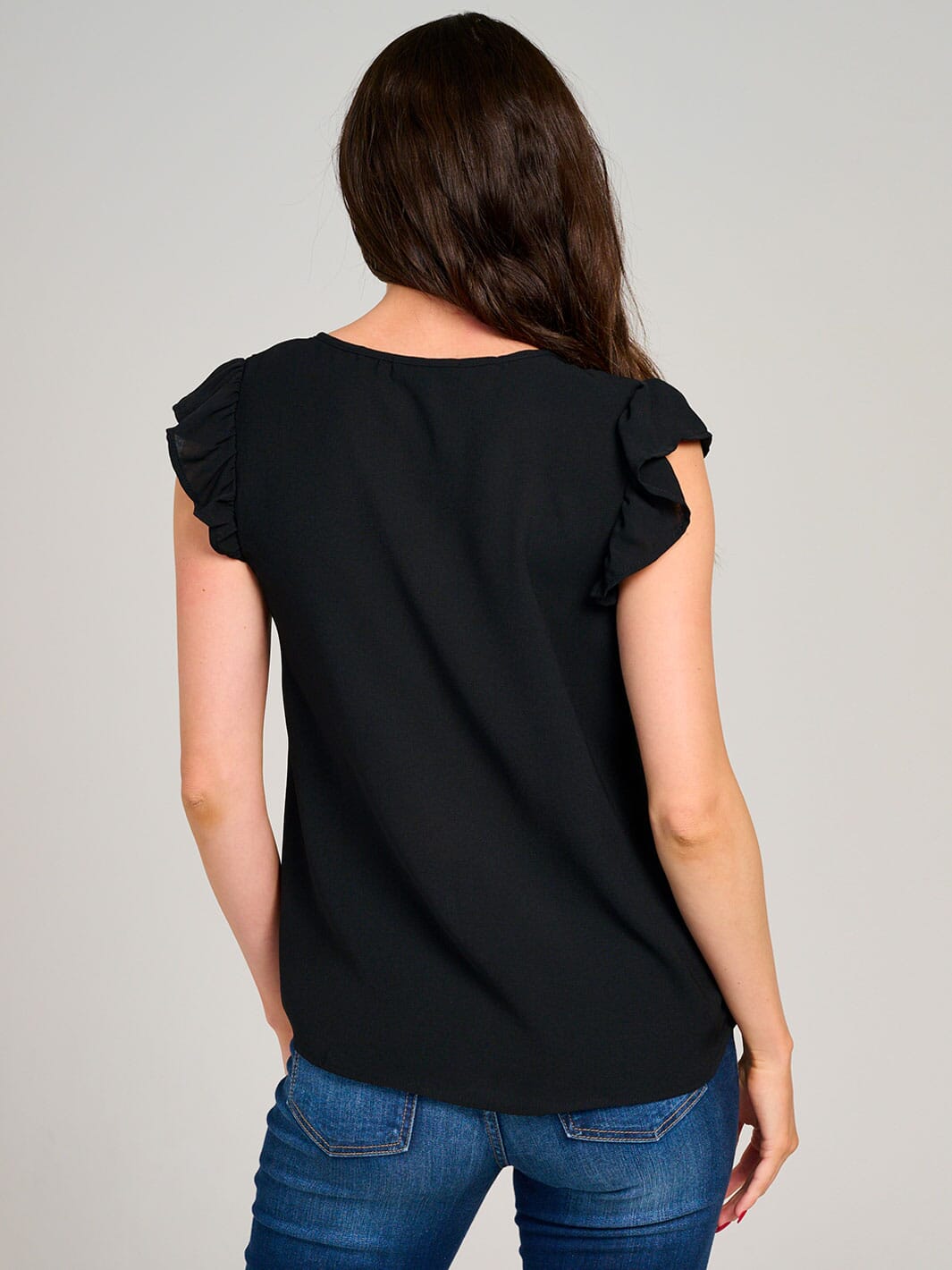 WOMEN'S RUFFLE SLEEVE V-NECK DETAILED BLOUSE