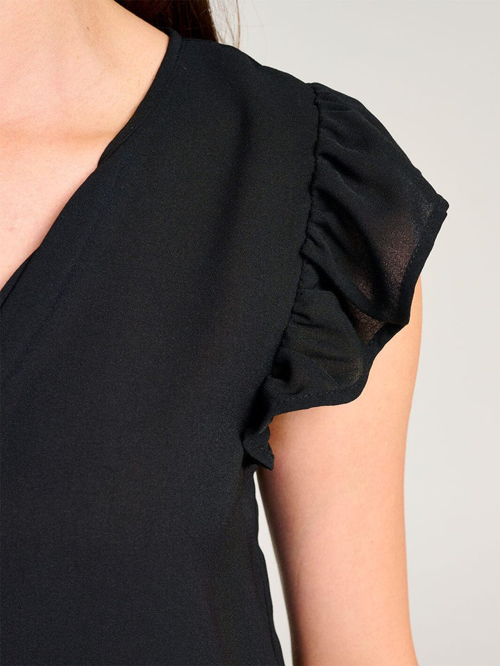 WOMEN'S RUFFLE SLEEVE V-NECK DETAILED BLOUSE