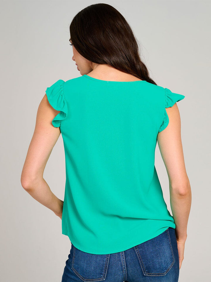 WOMEN'S RUFFLE SLEEVE V-NECK DETAILED BLOUSE