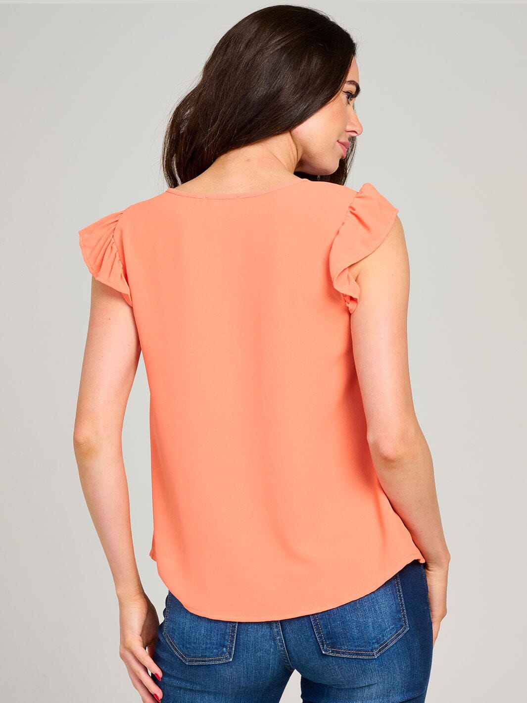 WOMEN'S RUFFLE SLEEVE V-NECK DETAILED BLOUSE