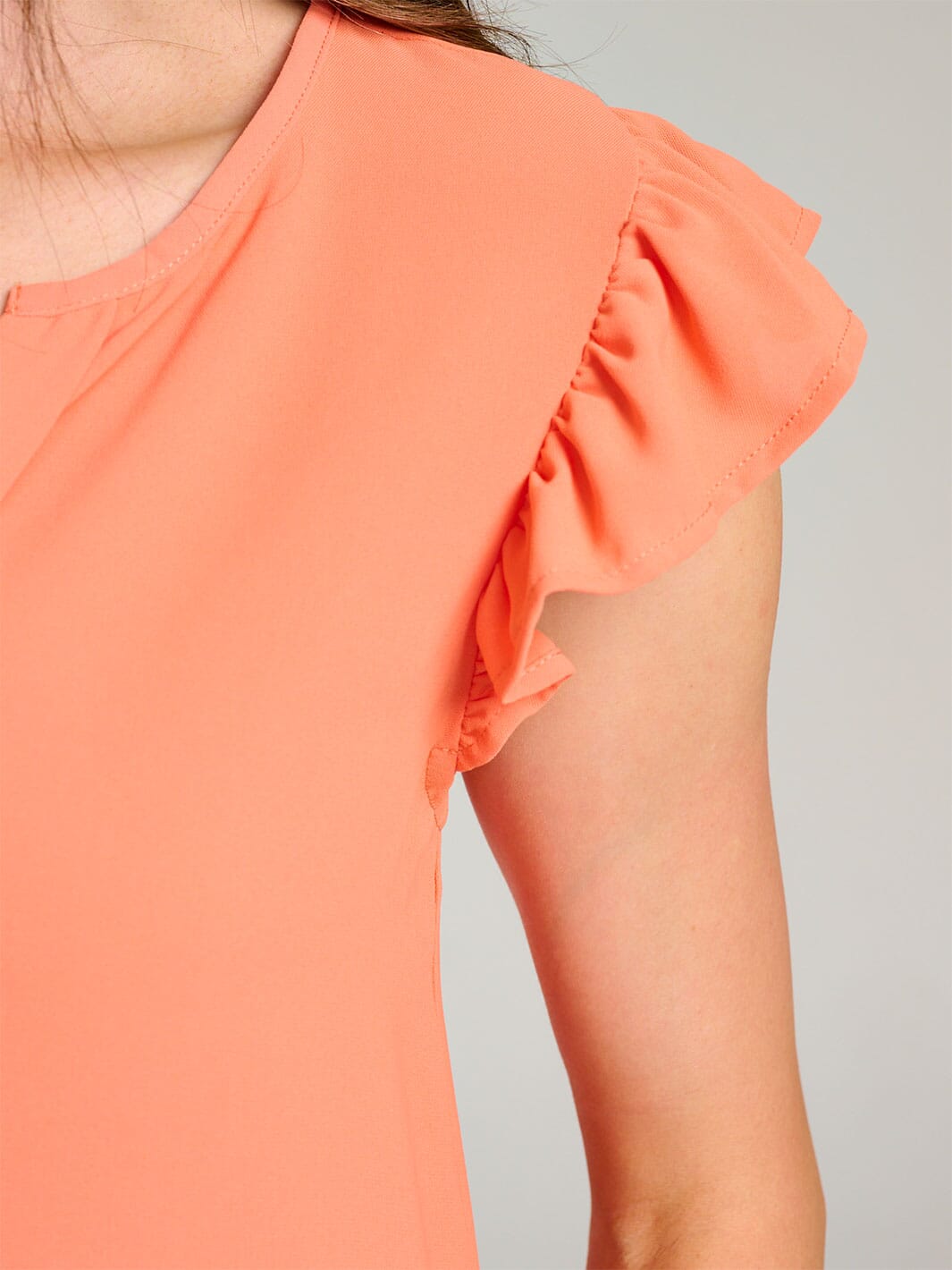 WOMEN'S RUFFLE SLEEVE V-NECK DETAILED BLOUSE