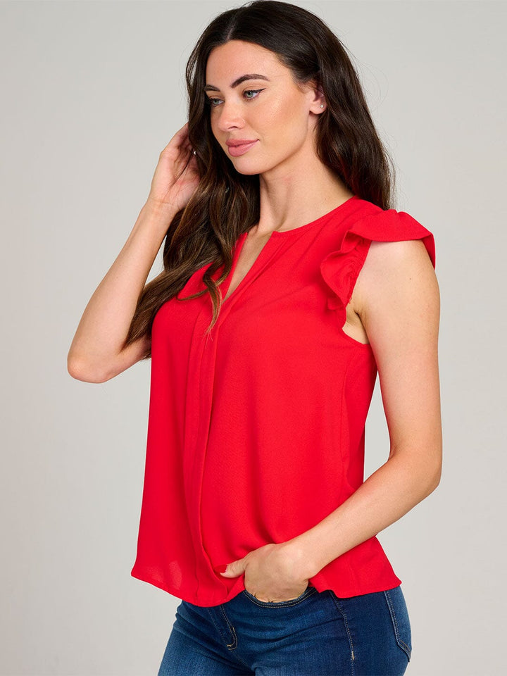 WOMEN'S RUFFLE SLEEVE V-NECK DETAILED BLOUSE