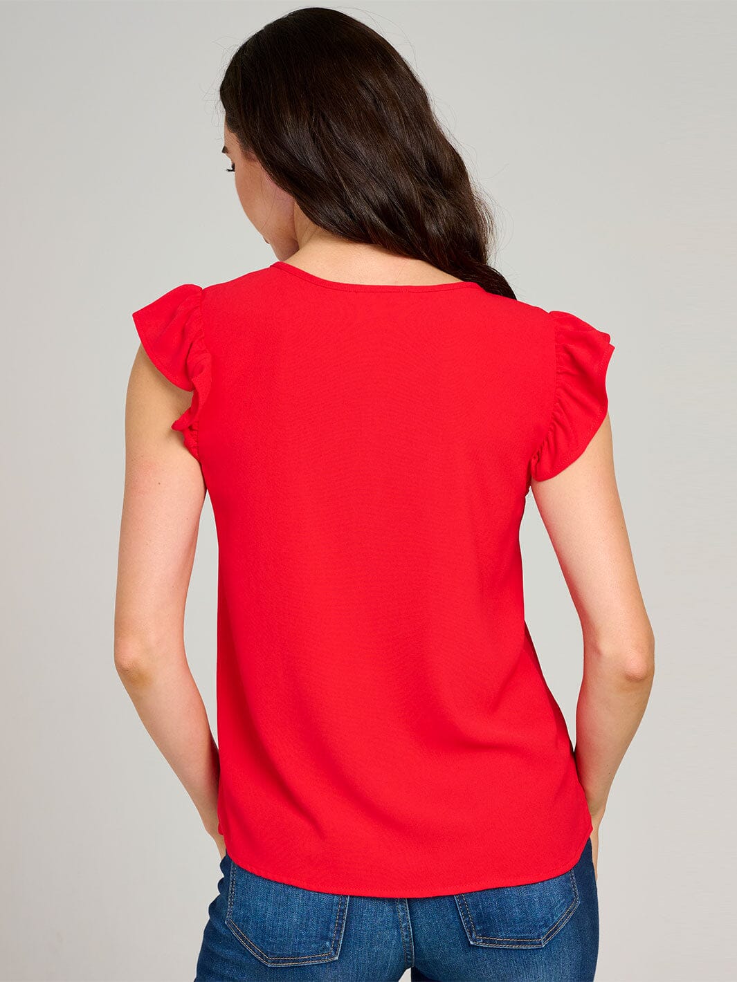 WOMEN'S RUFFLE SLEEVE V-NECK DETAILED BLOUSE