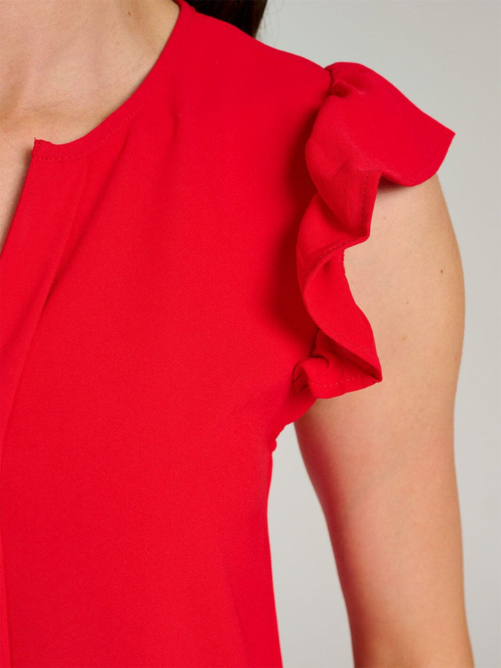 WOMEN'S RUFFLE SLEEVE V-NECK DETAILED BLOUSE