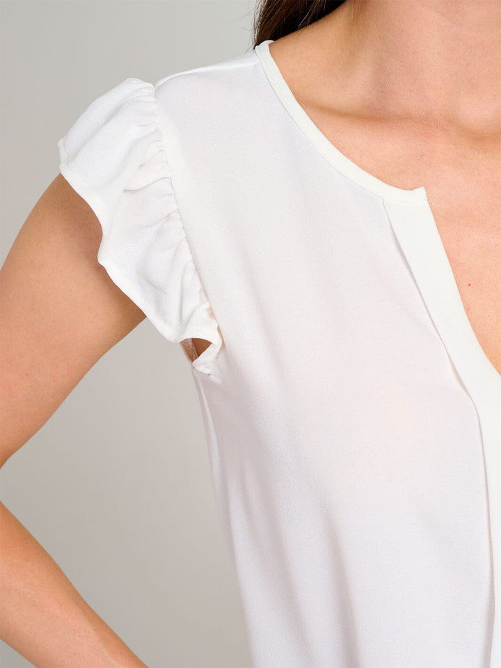 WOMEN'S RUFFLE SLEEVE V-NECK DETAILED BLOUSE