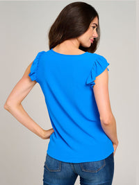 WOMEN'S RUFFLE SLEEVE V-NECK DETAILED BLOUSE