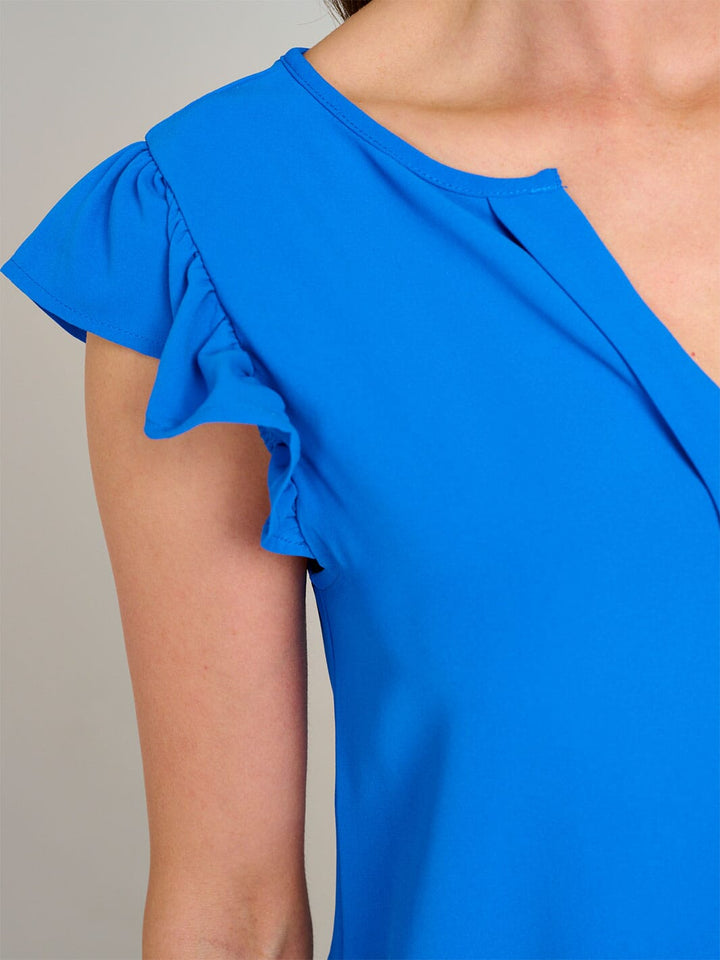 WOMEN'S RUFFLE SLEEVE V-NECK DETAILED BLOUSE