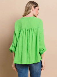 WOMEN'S LONG SLEEVE V-NECK TUNIC BLOUSE TOP