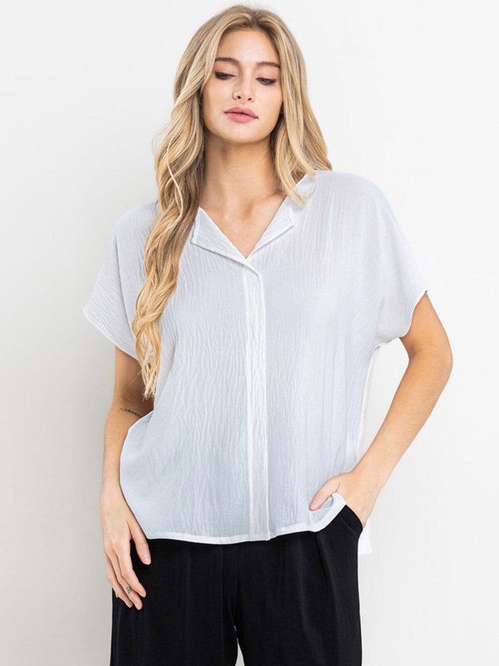 WOMEN'S SHORT SLEEVE V-NECK TUNIC BLOUSE