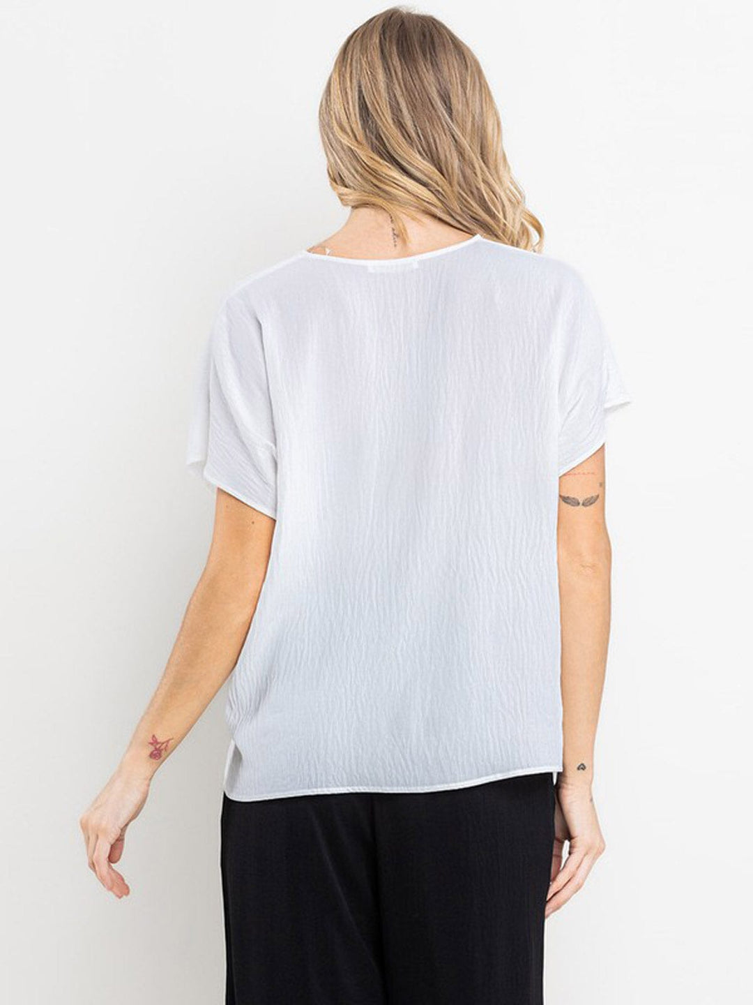 WOMEN'S SHORT SLEEVE V-NECK TUNIC BLOUSE