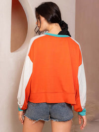 WOMEN'S LONG SLEEVE HIGH-LOW COLORBLOCK OVERSIZED TOP