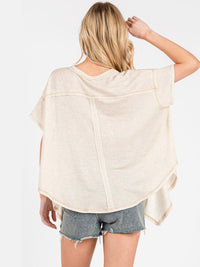 WOMEN'S SHORT SLEEVE HIGH-LOW V-NECK TUNIC OVERSIZED STRIPES TOP