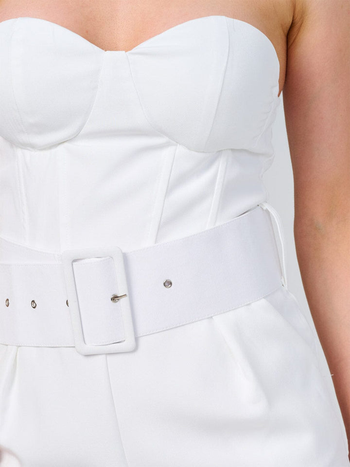 WOMEN'S SLEEVELESS FRONT POCKETS BELTED WIDE LEG JUMPSUIT