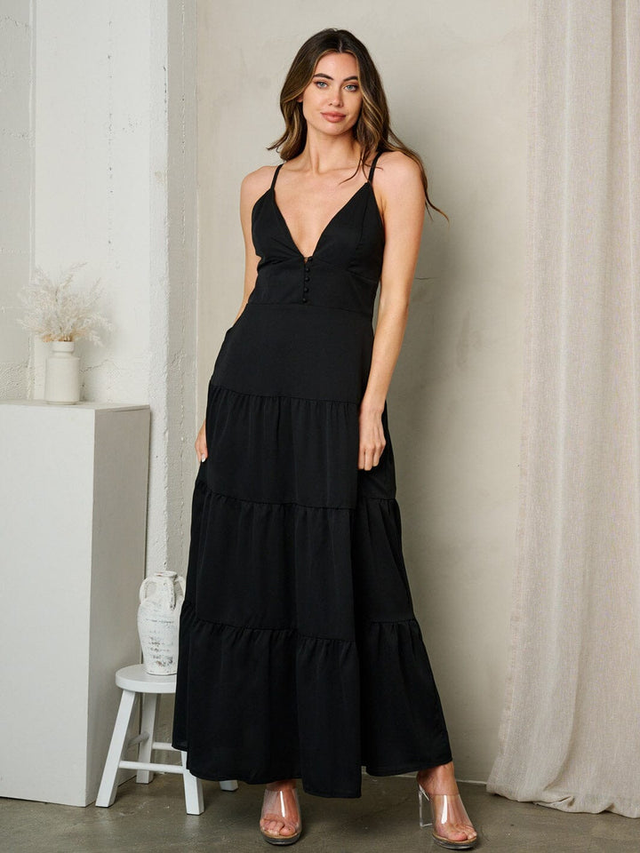 Copy of WOMEN'S SLEEVELESS V-NECK TIERED MAXI DRESS