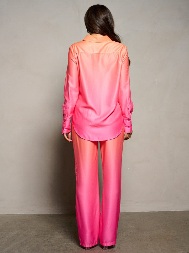 WOMEN'S LONG SLEEVE BLOUSE & WIDE LEG PANTS COLORBLOCK 2PC. SET