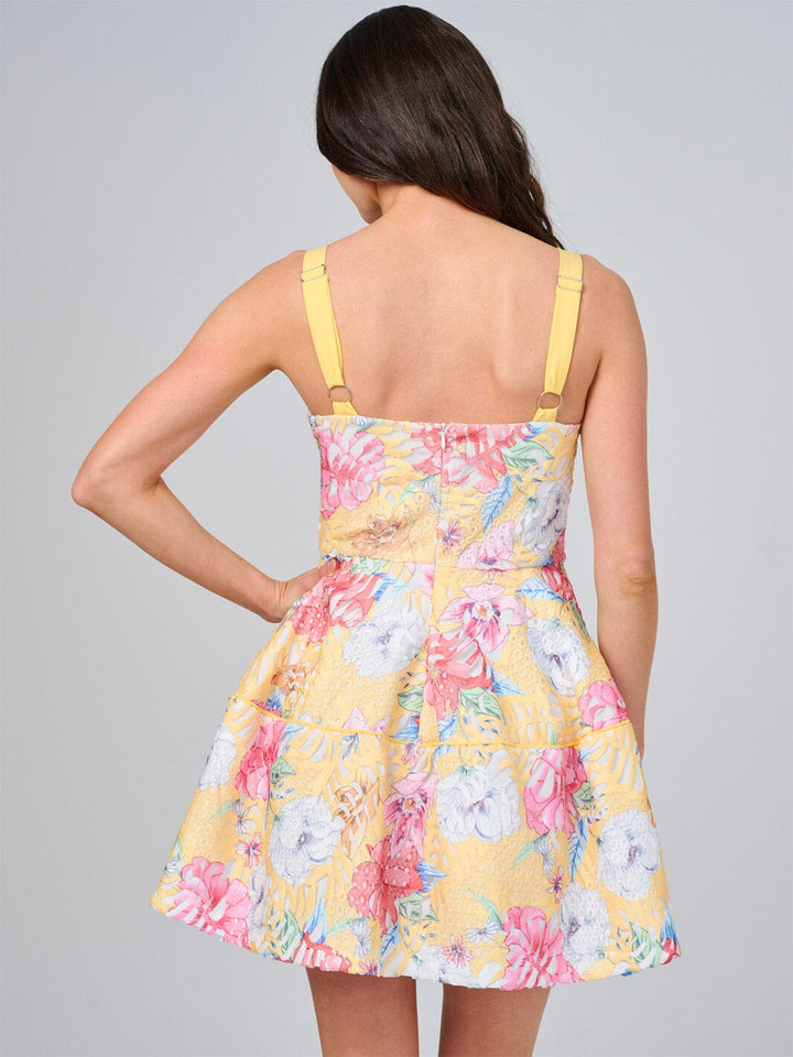 WOMEN'S SLEEVELESS ADJUSTABLE STRAPS FLORAL PRINT FIT & FLARE MINI DRESS