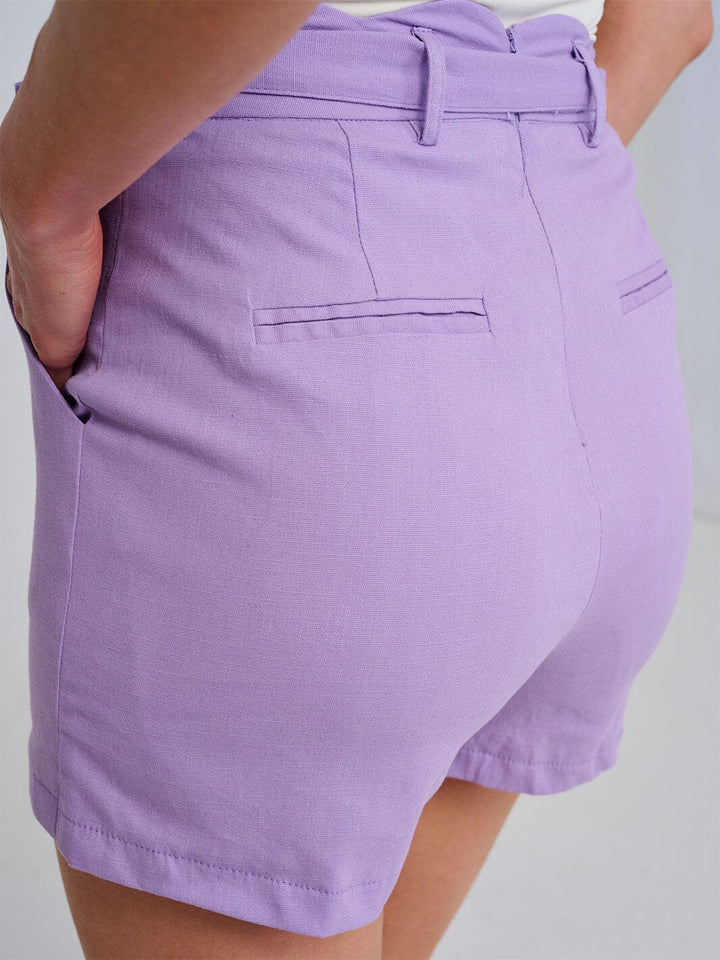 WOMEN'S ZIPPER CLOSURE POCKETS SELF TIE MINI SHORTS