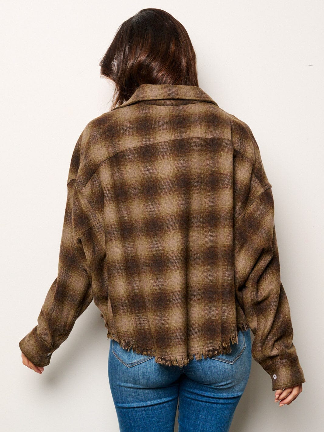 WOMEN'S LONG SLEEVE BUTTON UP PLAID TOP