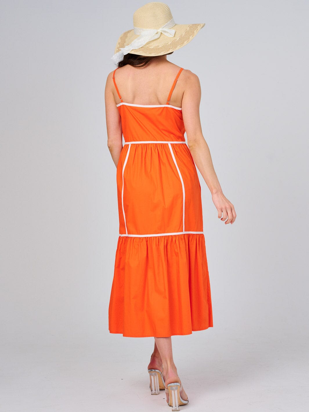 WOMEN'S SLEEVELESS FRONT POCKETS TIERED COLORBLOCK MAXI DRESS