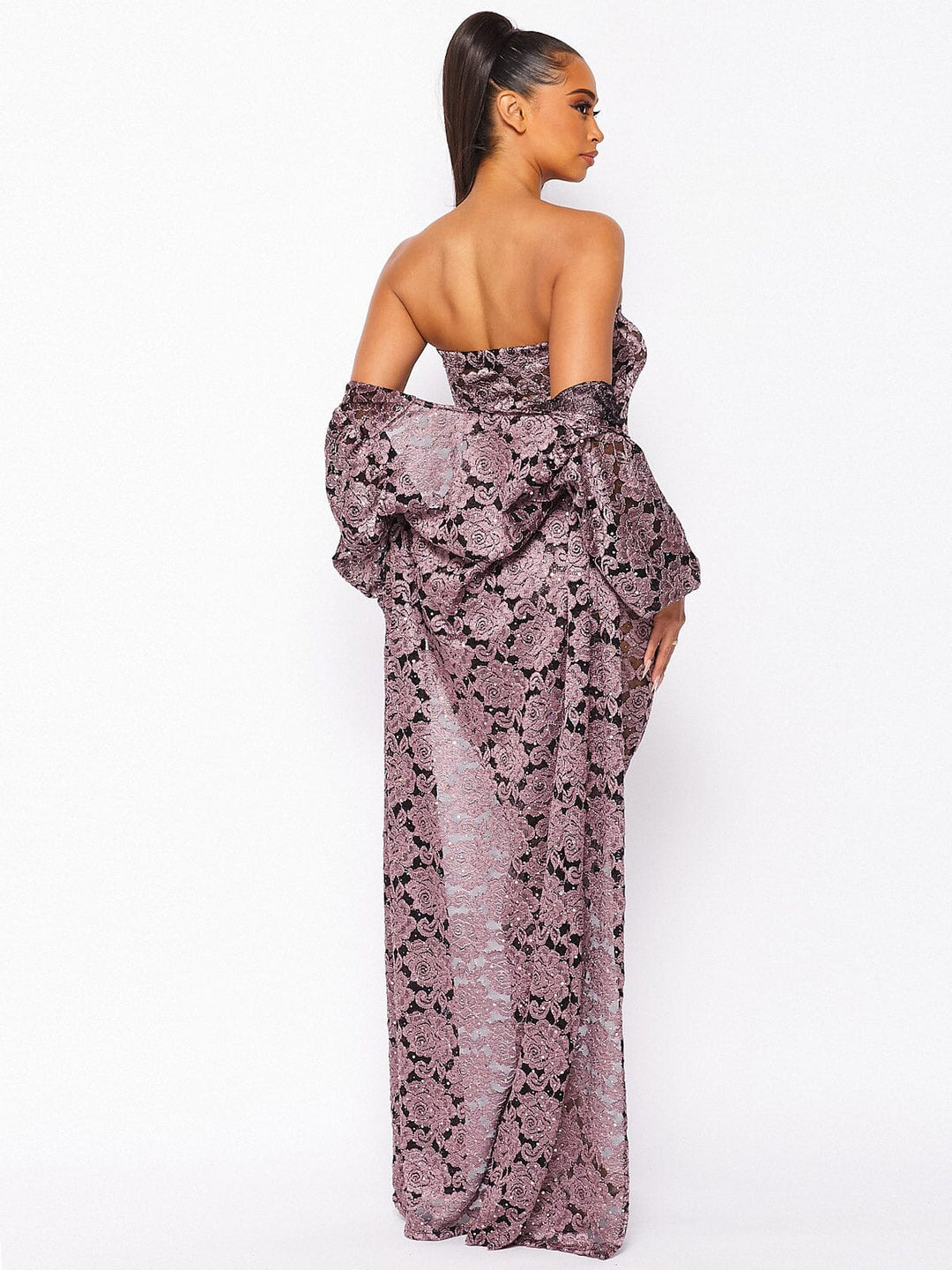 WOMEN'S LONG SLEEVE CARDIGAN & SLEEVELESS BODYCON LACE SEQUINS MAXI DRESS 2PC. SET