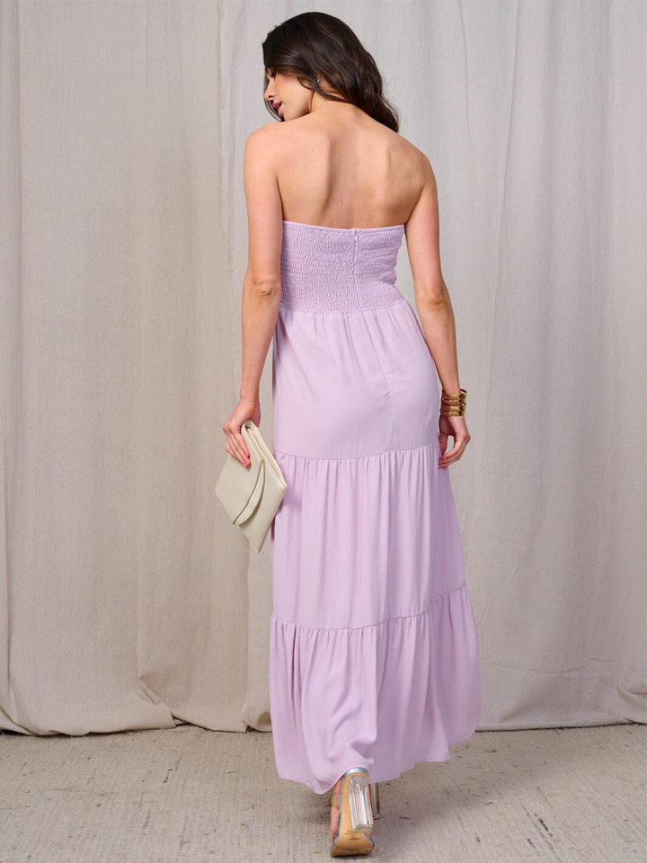WOMEN'S SLEEVELESS SMOCK TIERED MAXI DRESS
