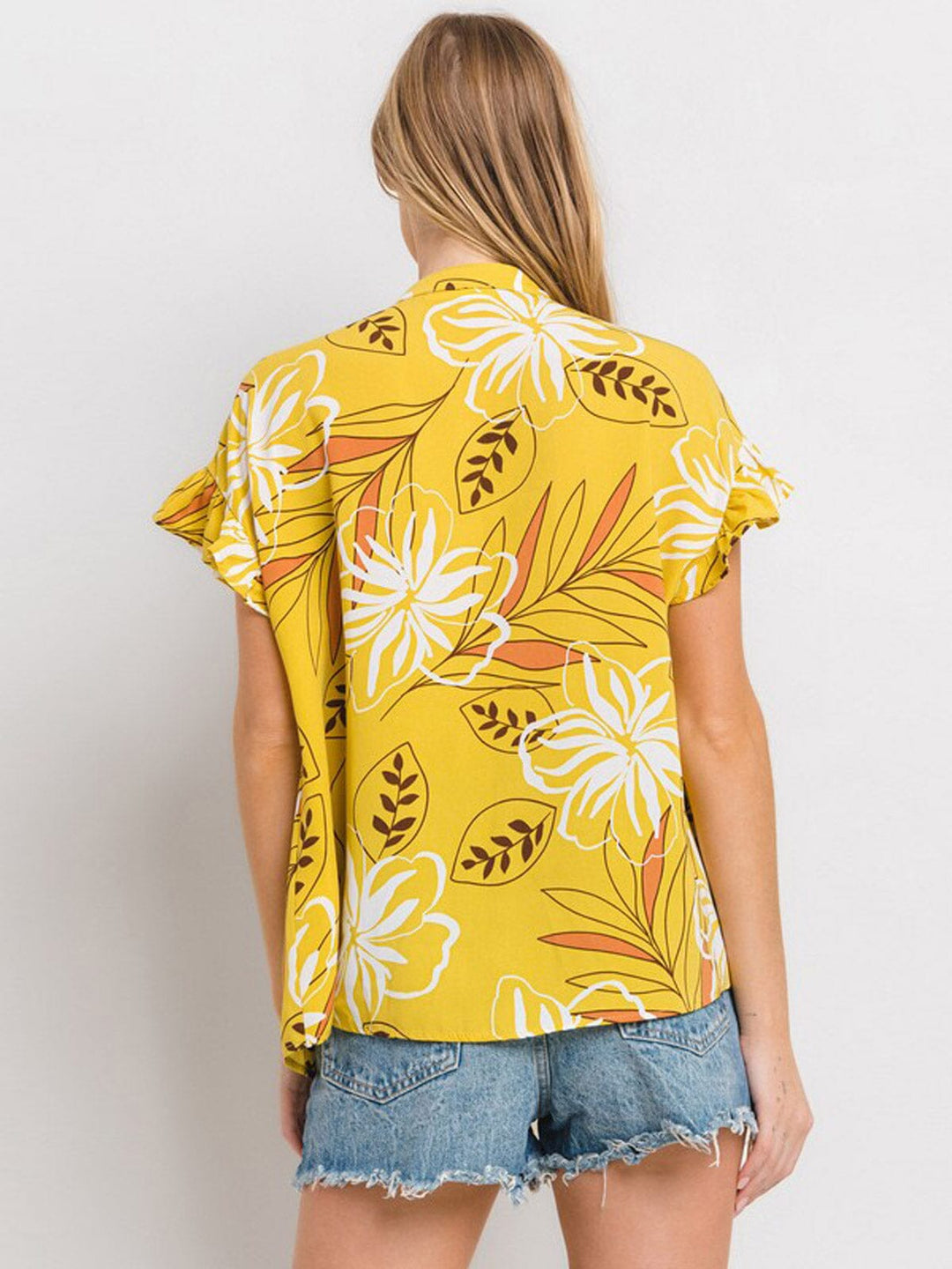 WOMEN'S SHORT SLEEVE TUNIC FLORAL BLOUSE TOP