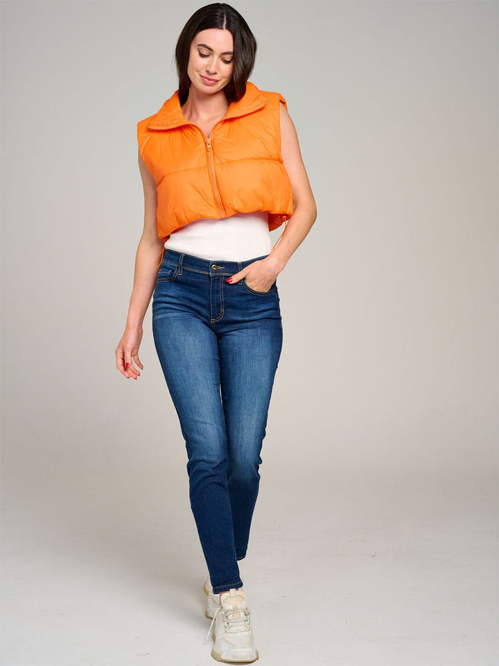 WOMEN'S SLEEVELESS ZIPPER CLOSURE PUFFER VEST