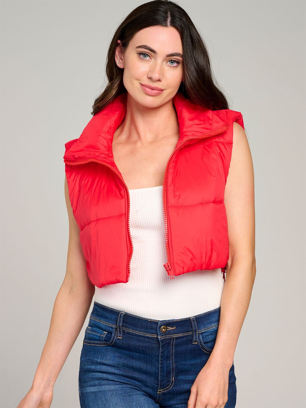 WOMEN'S SLEEVELESS ZIPPER CLOSURE PUFFER VEST