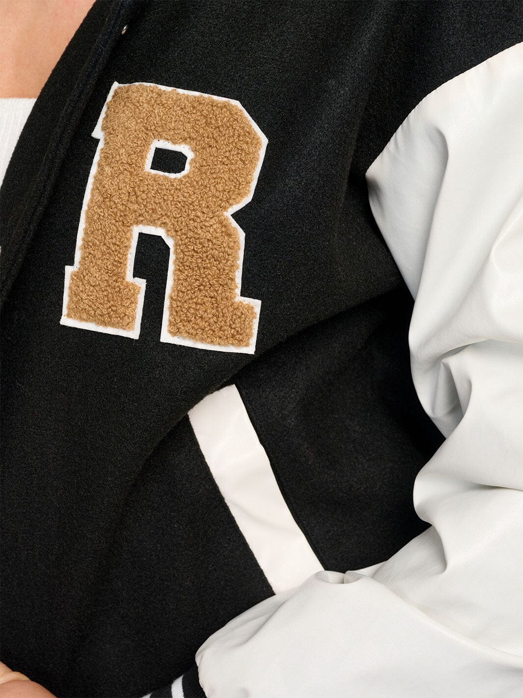 WOMEN'S LONG SLEEVE BUTTON CLOSURE POCKETS HOODED VARSITY JACKET