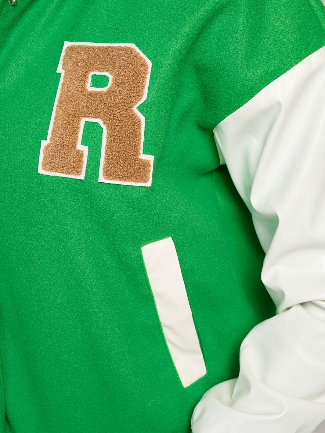 WOMEN'S LONG SLEEVE BUTTON CLOSURE POCKETS HOODED VARSITY JACKET