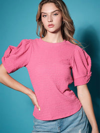 WOMEN'S SHORT PUFF SLEEVE DETAILED BLOUSE