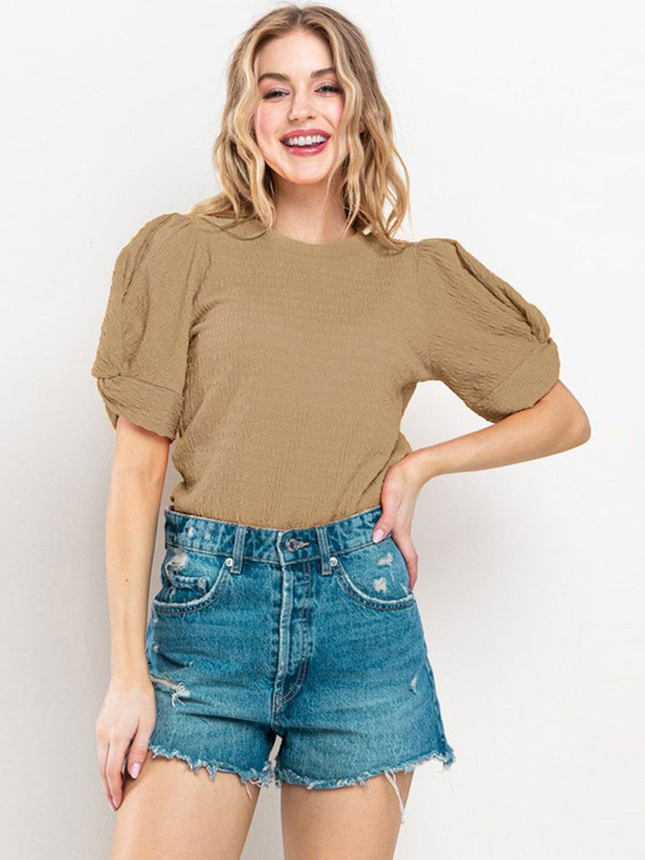 WOMEN'S SHORT PUFF SLEEVE DETAILED BLOUSE