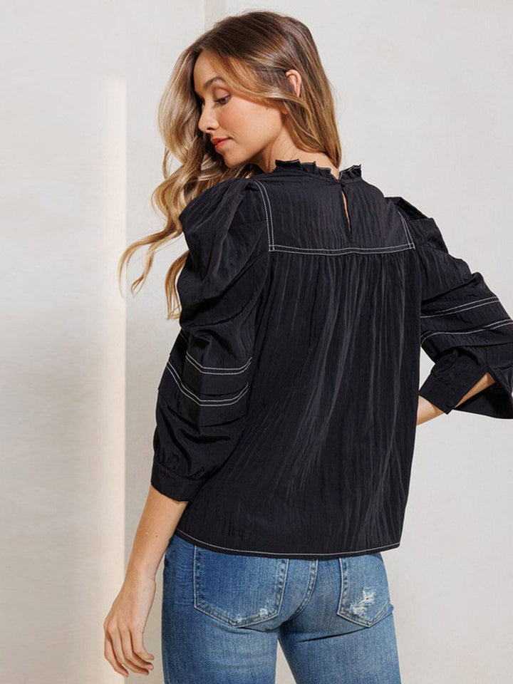 WOMEN'S 3/4 PUFF SLEEVE TUNIC BLOUSE TOP