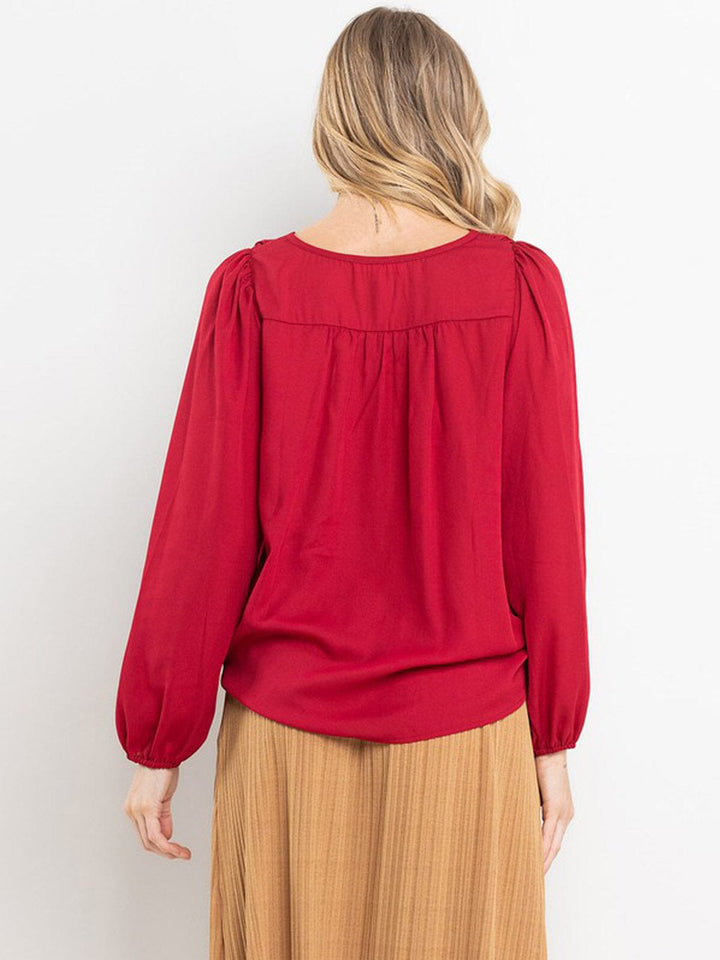 WOMEN'S LONG SLEEVE BUTTON UP LOOSE FIT BLOUSE TOP