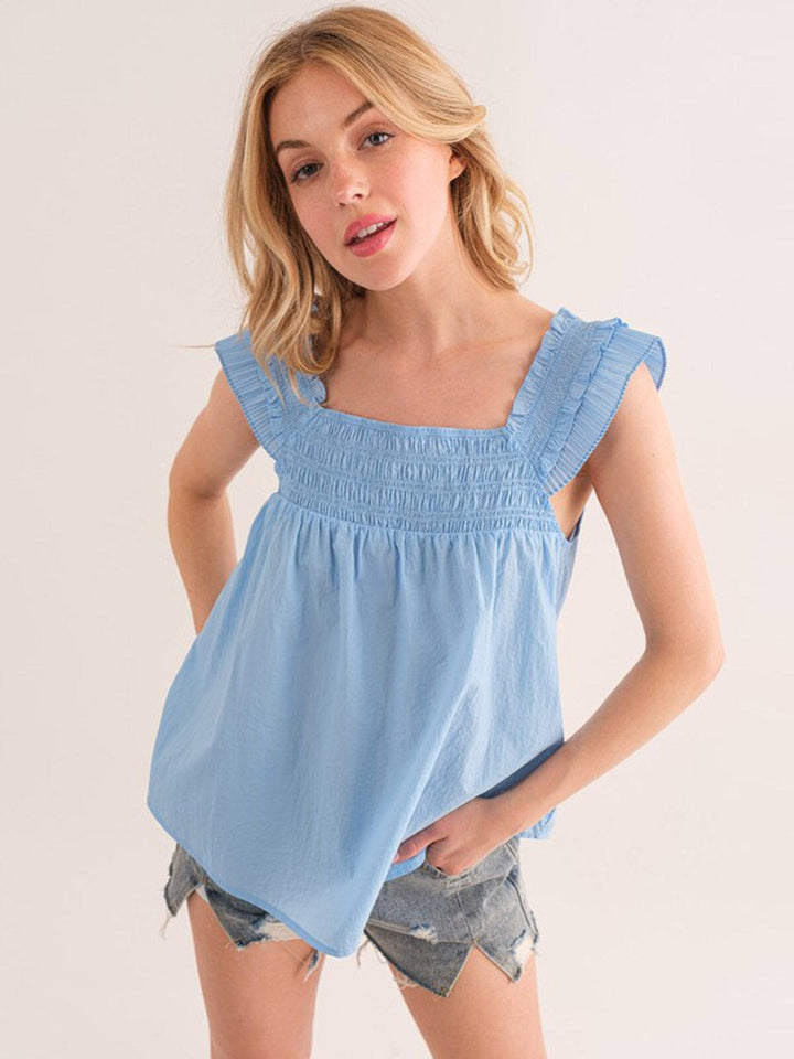 WOMEN'S SLEEVELESS SMOCK NACK TUNIC TANK TOP