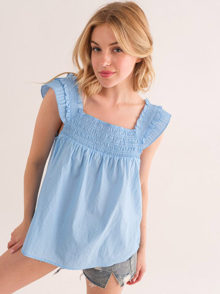 WOMEN'S SLEEVELESS SMOCK NACK TUNIC TANK TOP